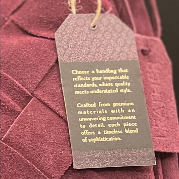 Genuine Suede Woven Hobo Shoulder Bag Burgundy - Picture 10 of 10